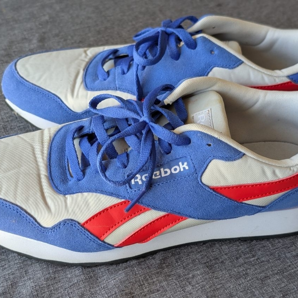 Reebok White and Blue Athletic Shoes